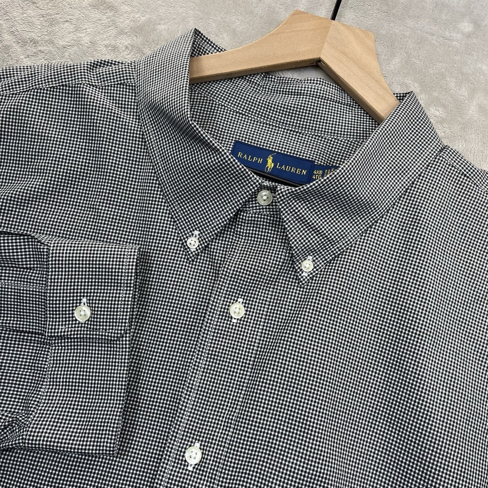 Ralph Lauren Shirt Men's 4XB Long Sleeve Plaid Button Down Gingham Micro Check